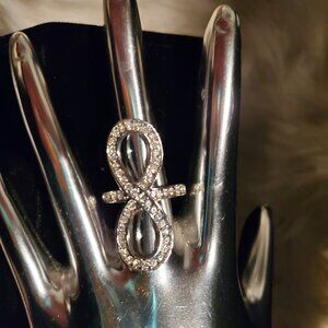 Sterling Silver with Brilliant Stones Cocktail Ring (size 8)